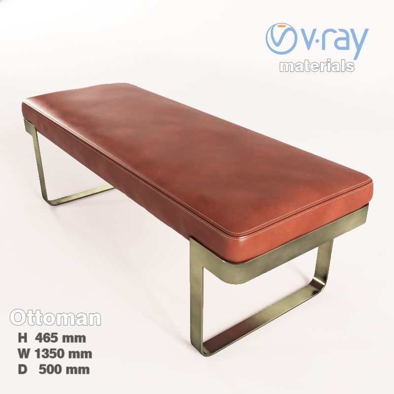 Leather bench 3D model_1