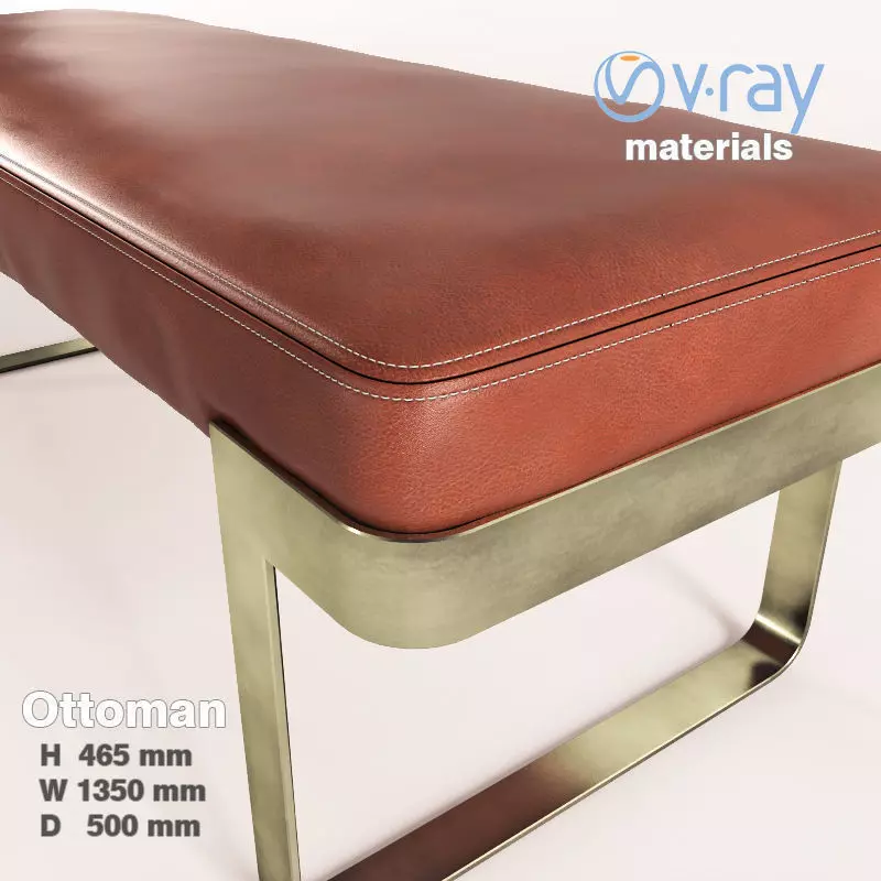 Leather bench 3D model_0
