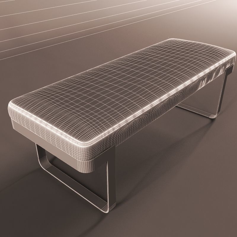 Leather bench 3D model_2