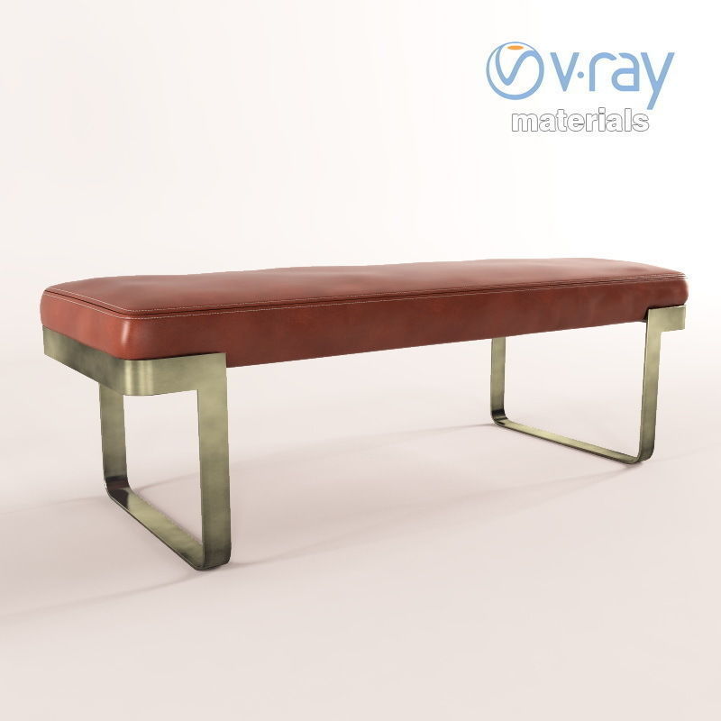 Leather bench 3D model_3