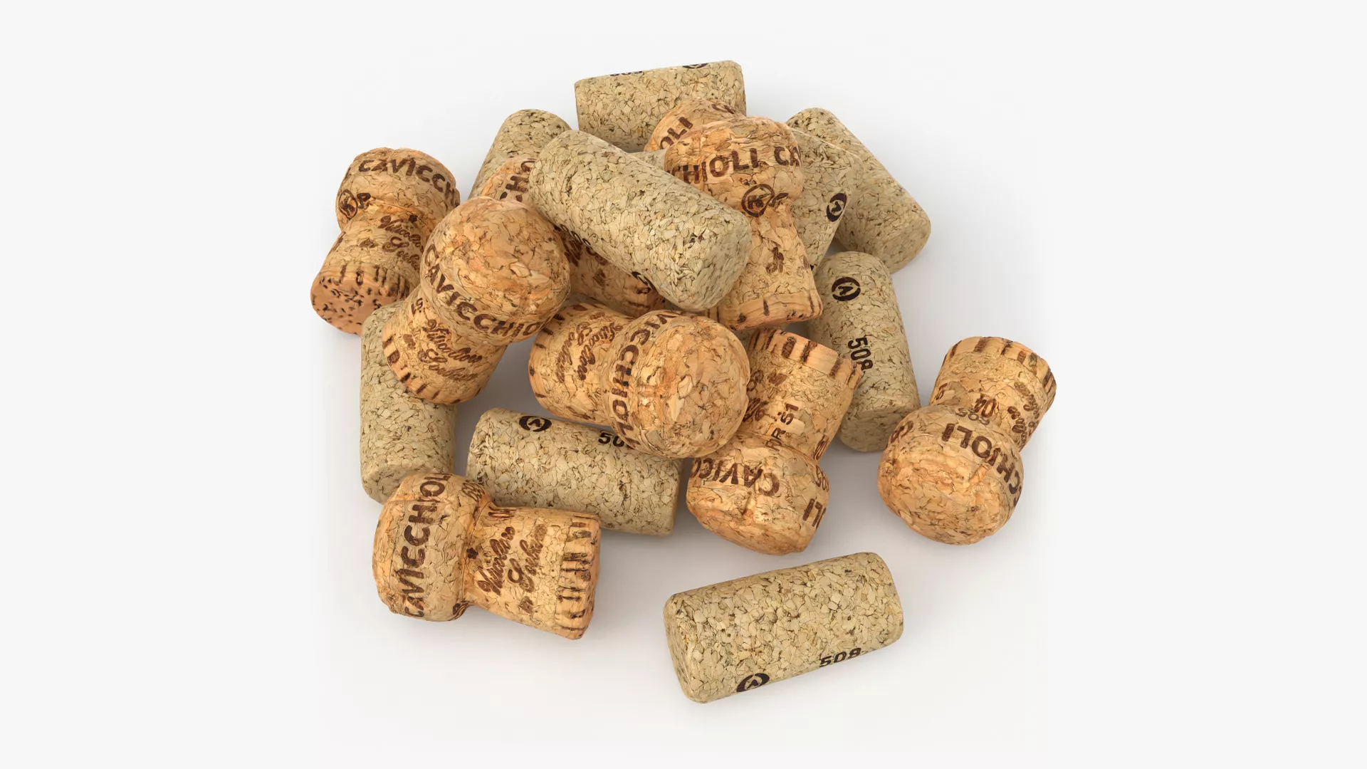 Natural Cork Stopper Assortment 3D model