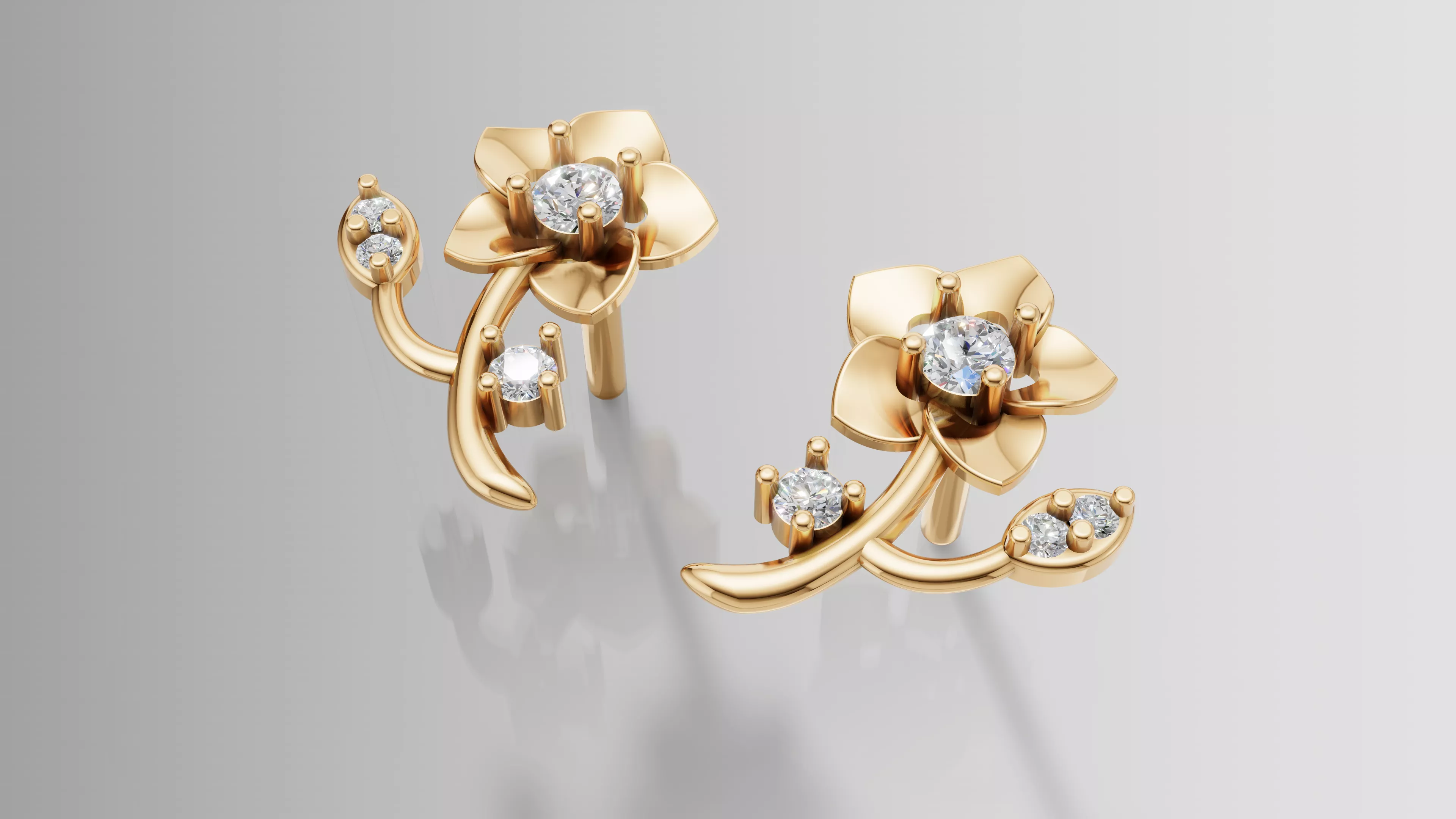 Floral Stud Earrings 3D print model
