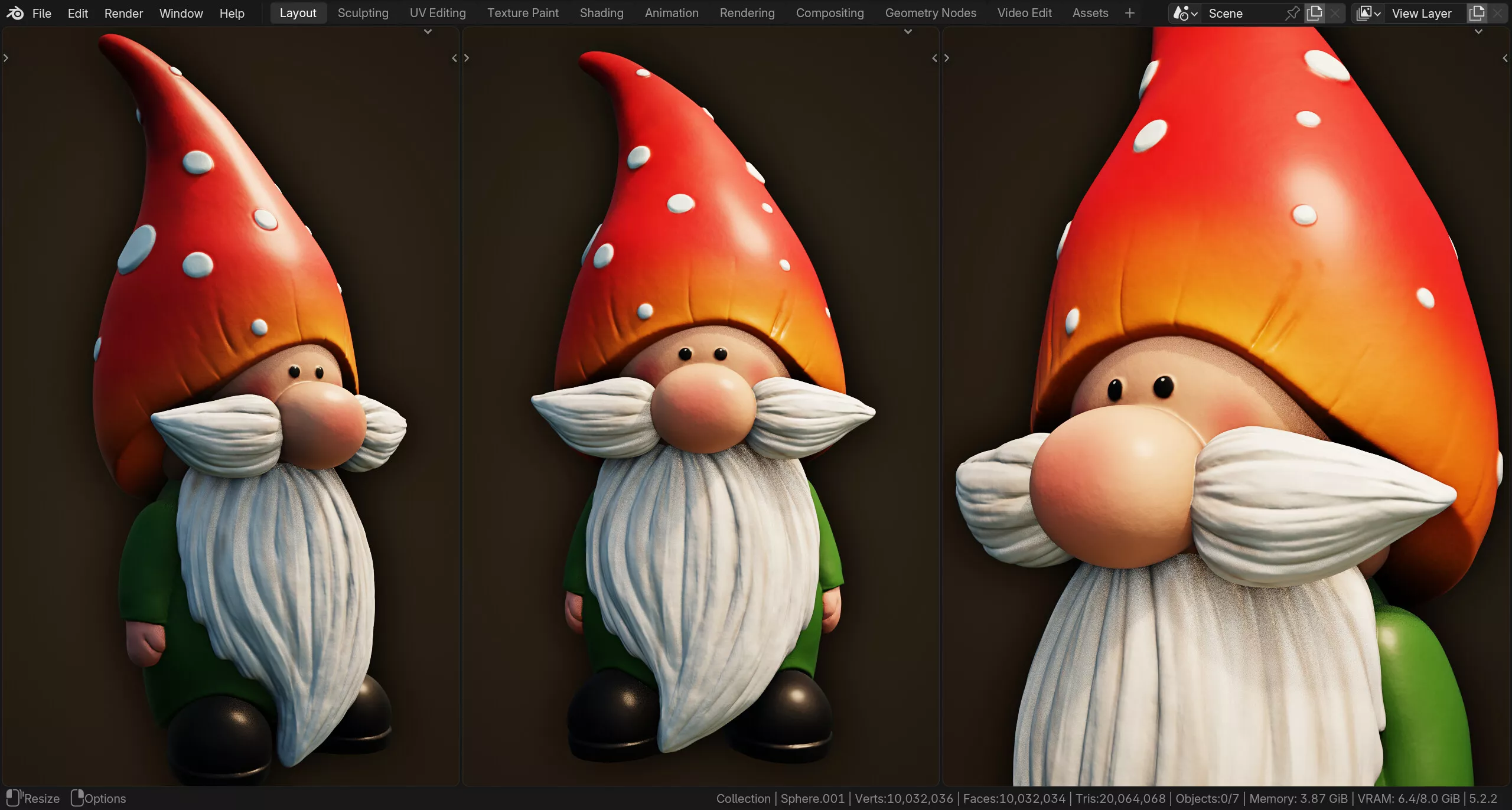 Cute Garden Gnome Character Sculpt 3D model