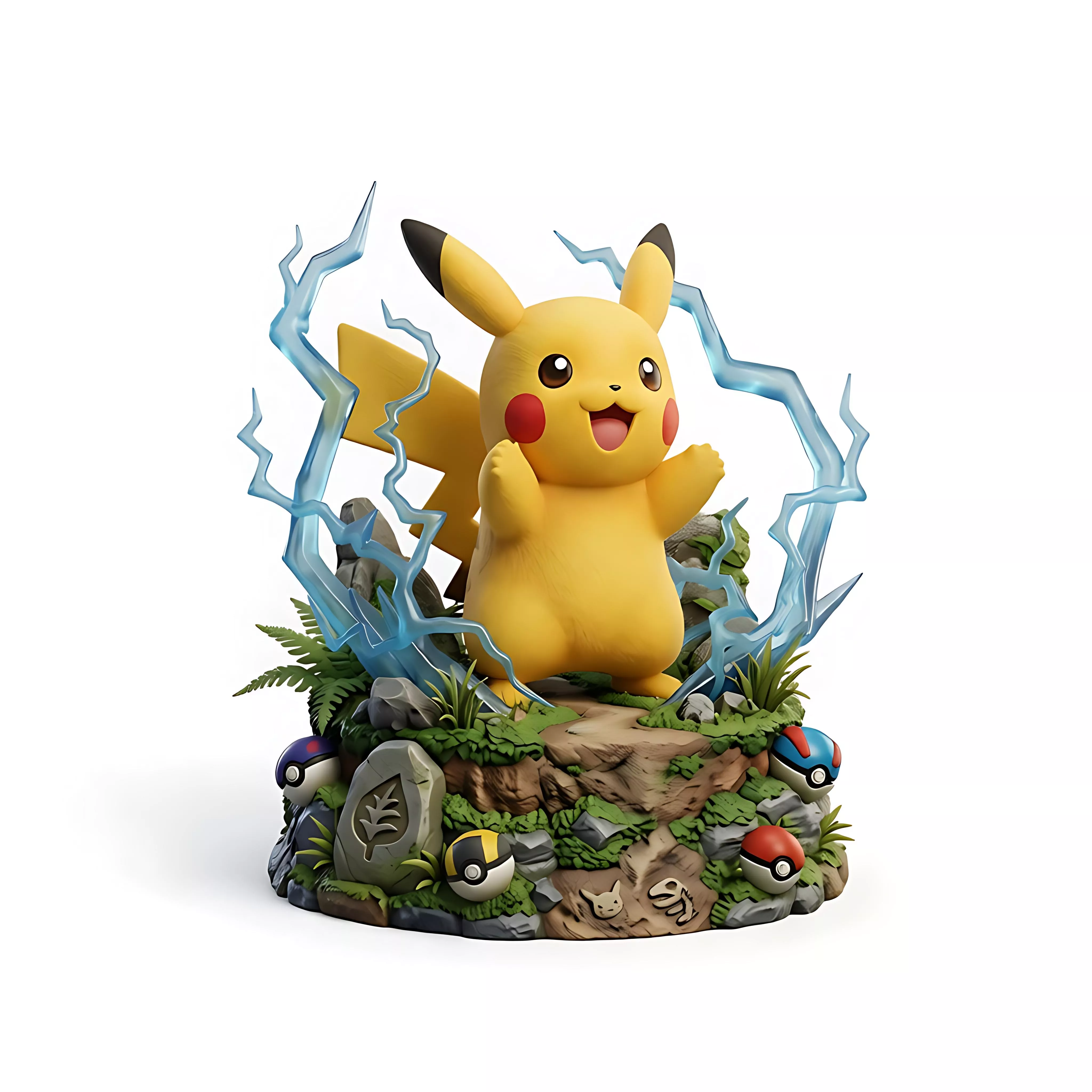 Pikachu Pokemon Electric Mouse Printable Figure Diorama STL File 3D print model