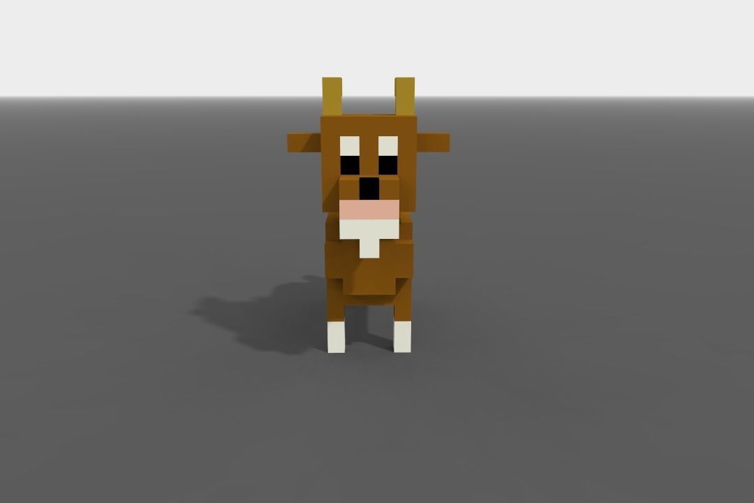 Voxel Goat Low-poly 3D model_1