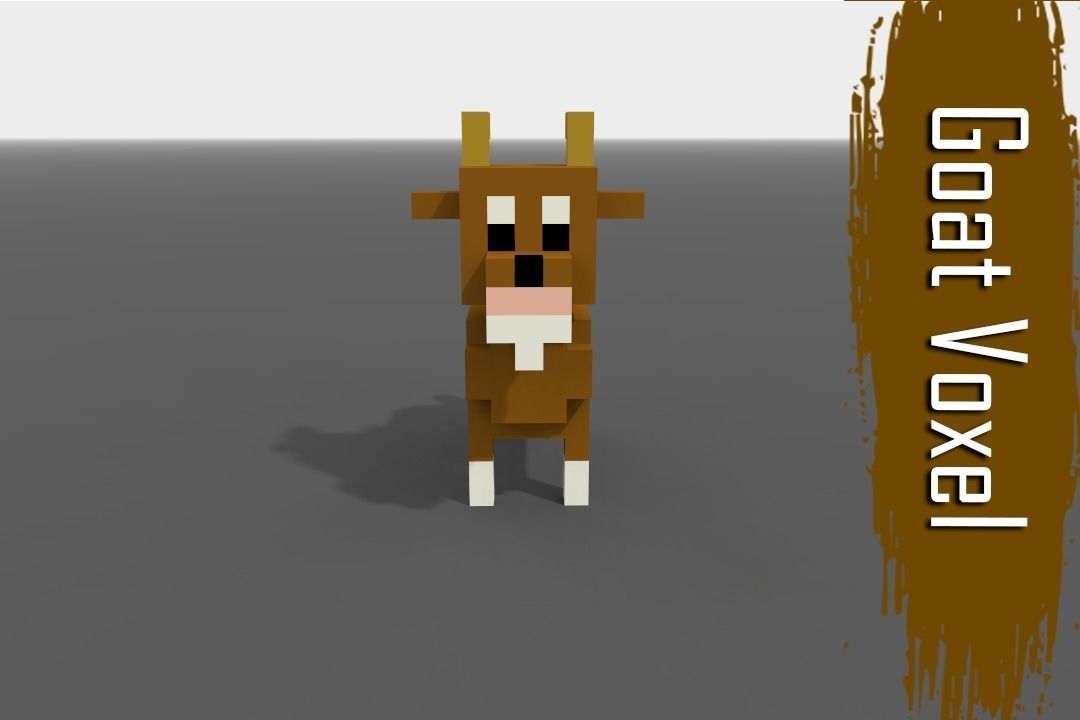 Voxel Goat Low-poly 3D model_0