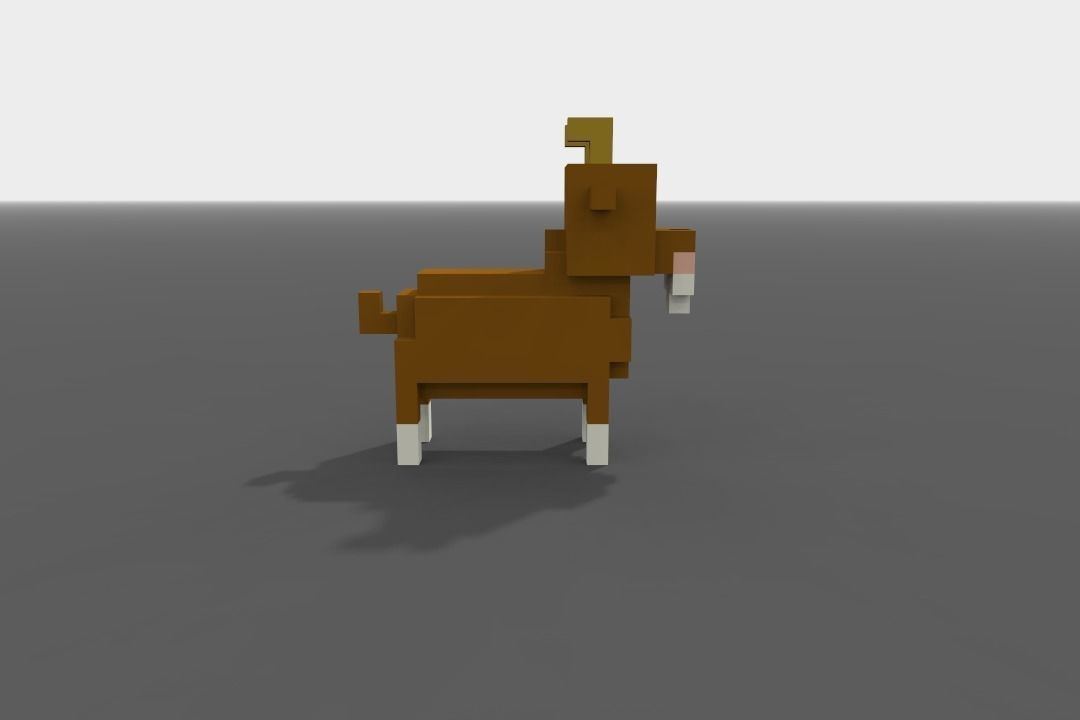 Voxel Goat Low-poly 3D model_5