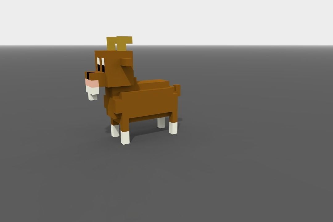 Voxel Goat Low-poly 3D model_2