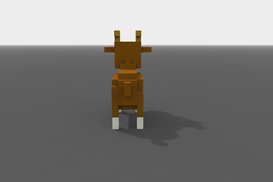 Voxel Goat Low-poly 3D model_4