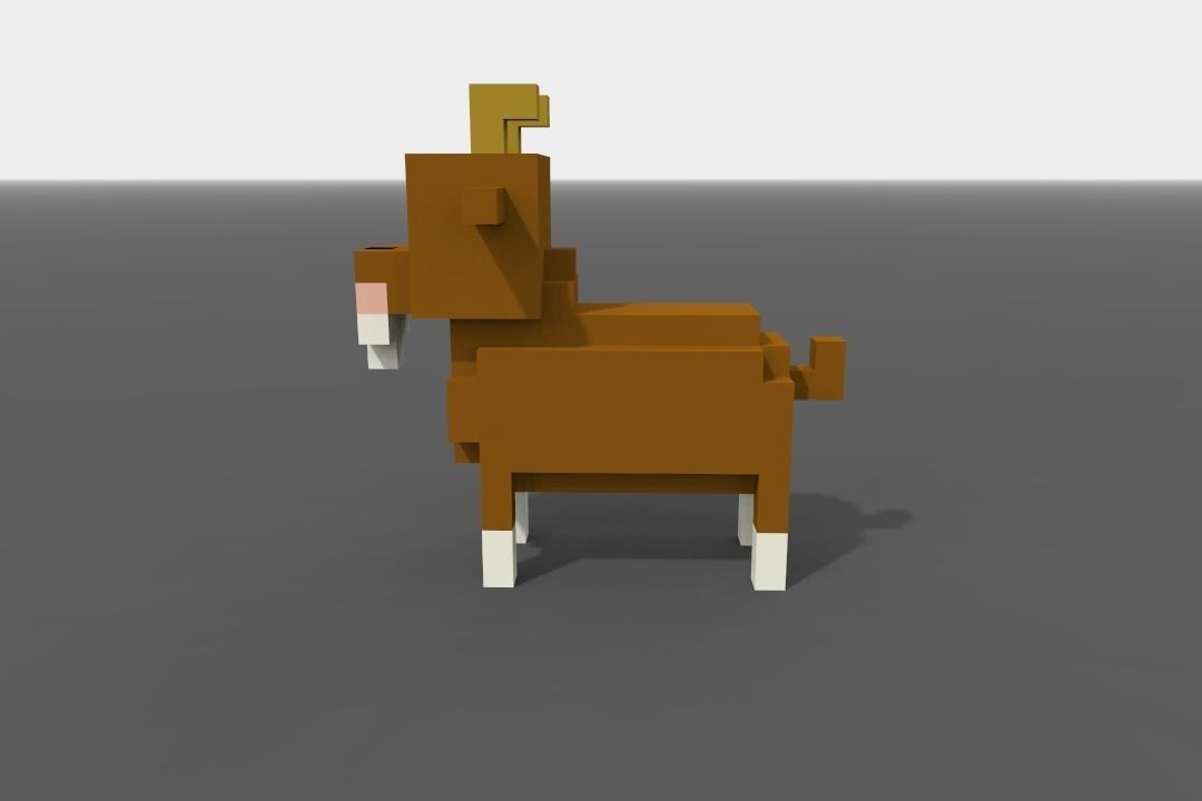 Voxel Goat Low-poly 3D model_3