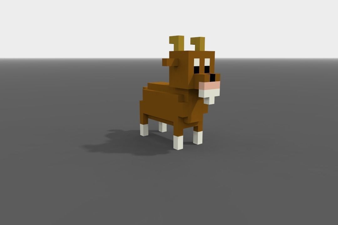 Voxel Goat Low-poly 3D model_6