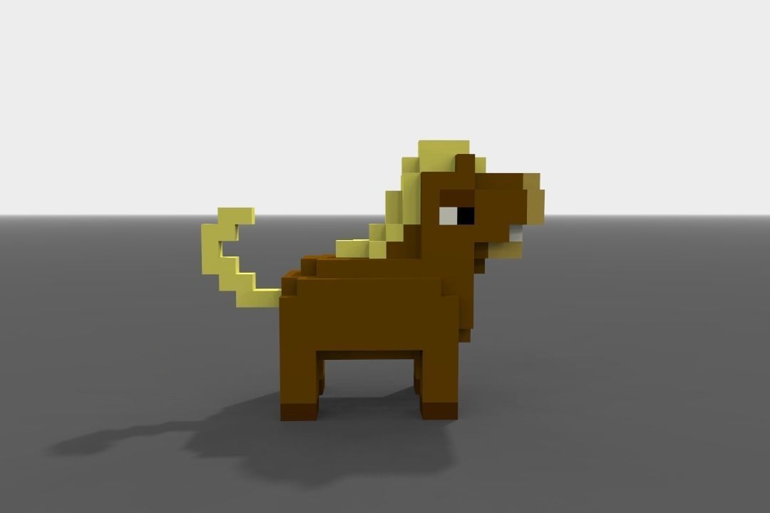 Voxel Horse  Low-poly 3D model_6