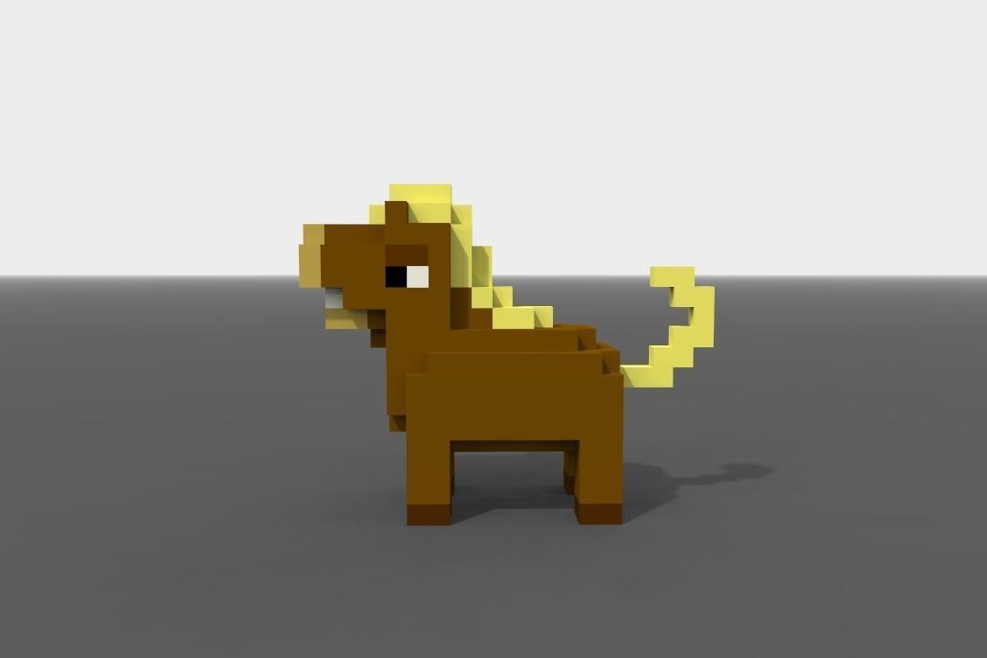 Voxel Horse  Low-poly 3D model_3