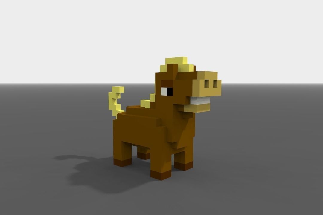 Voxel Horse  Low-poly 3D model_7