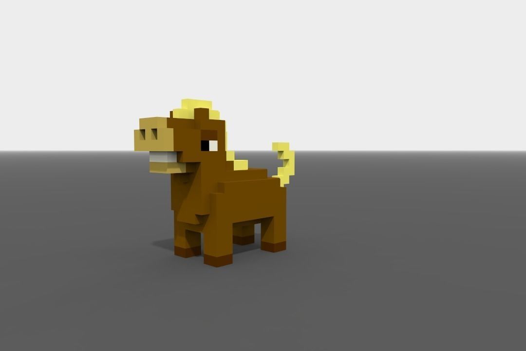 Voxel Horse  Low-poly 3D model_2