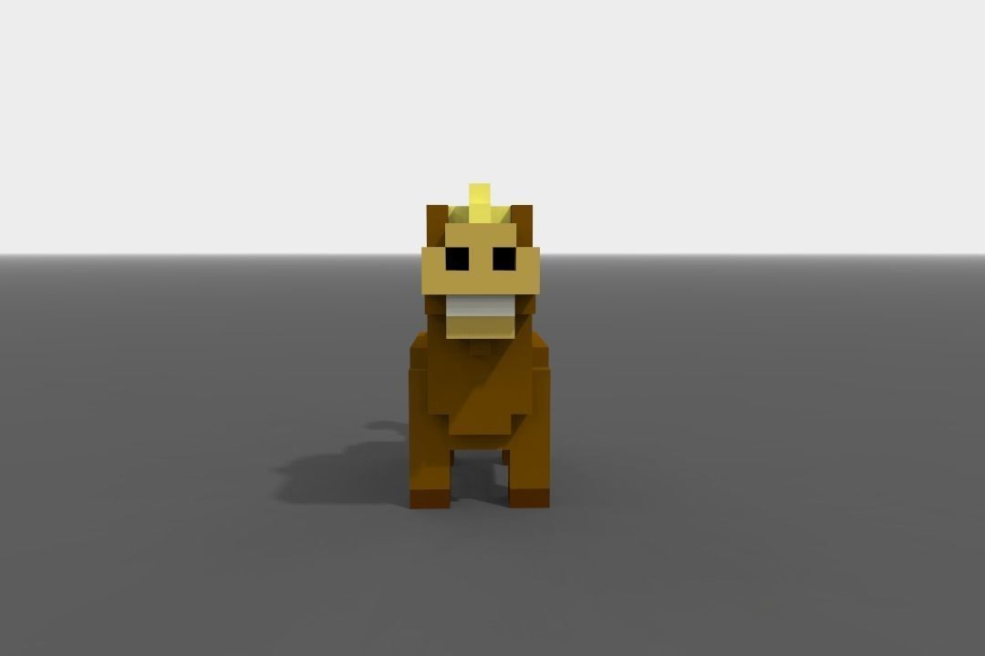 Voxel Horse  Low-poly 3D model_1