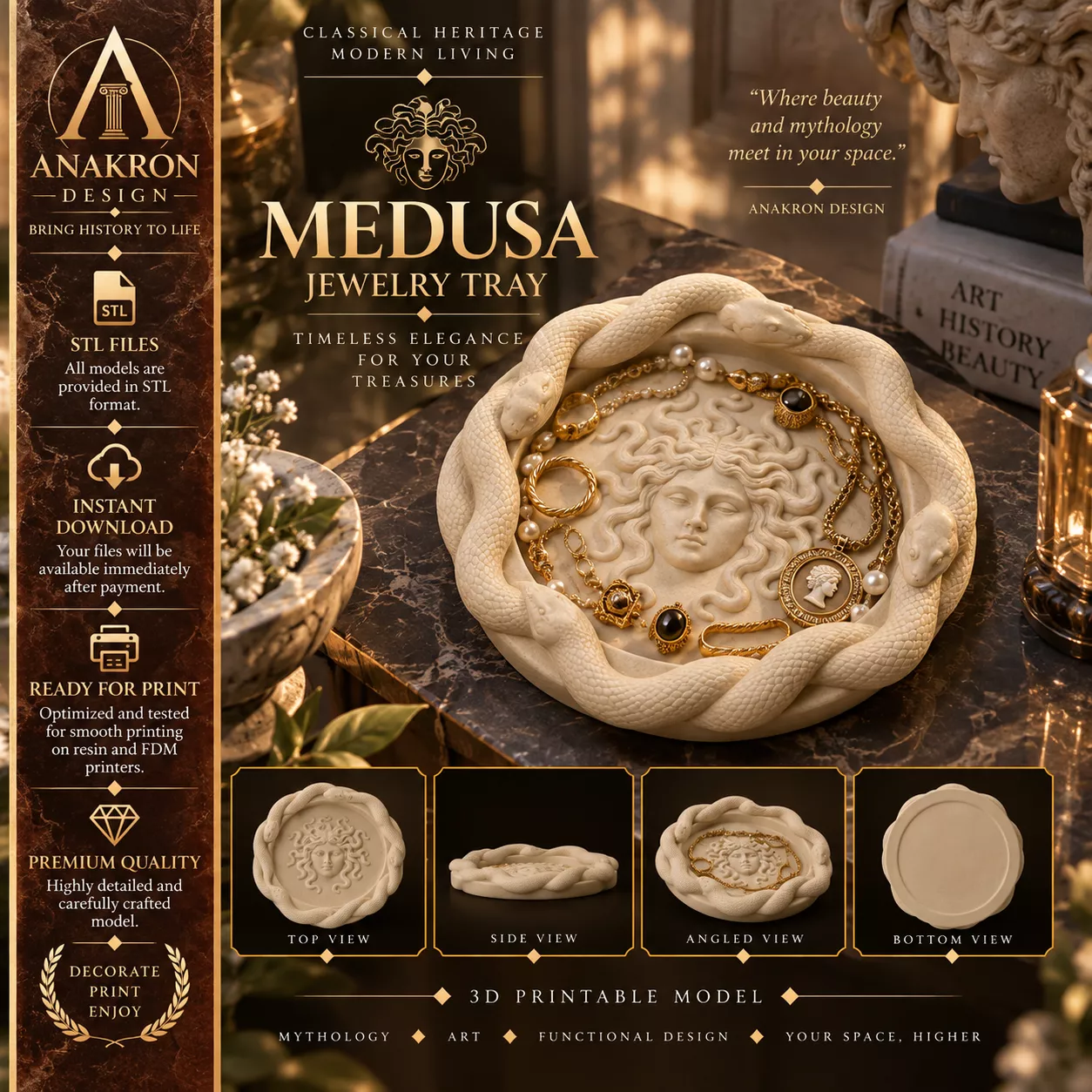 Medusa Jewelry Tray STL Ring Dish Key Bowl 3D print model