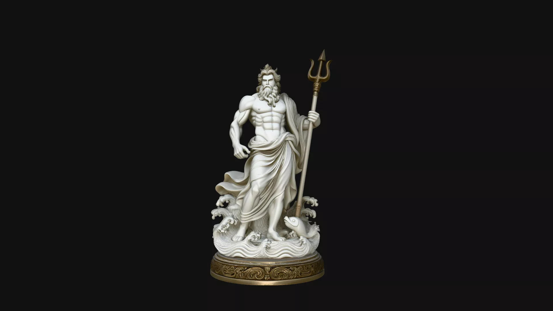Poseidon with Trident Statue Design 9 - 3D Print Model 3D print model
