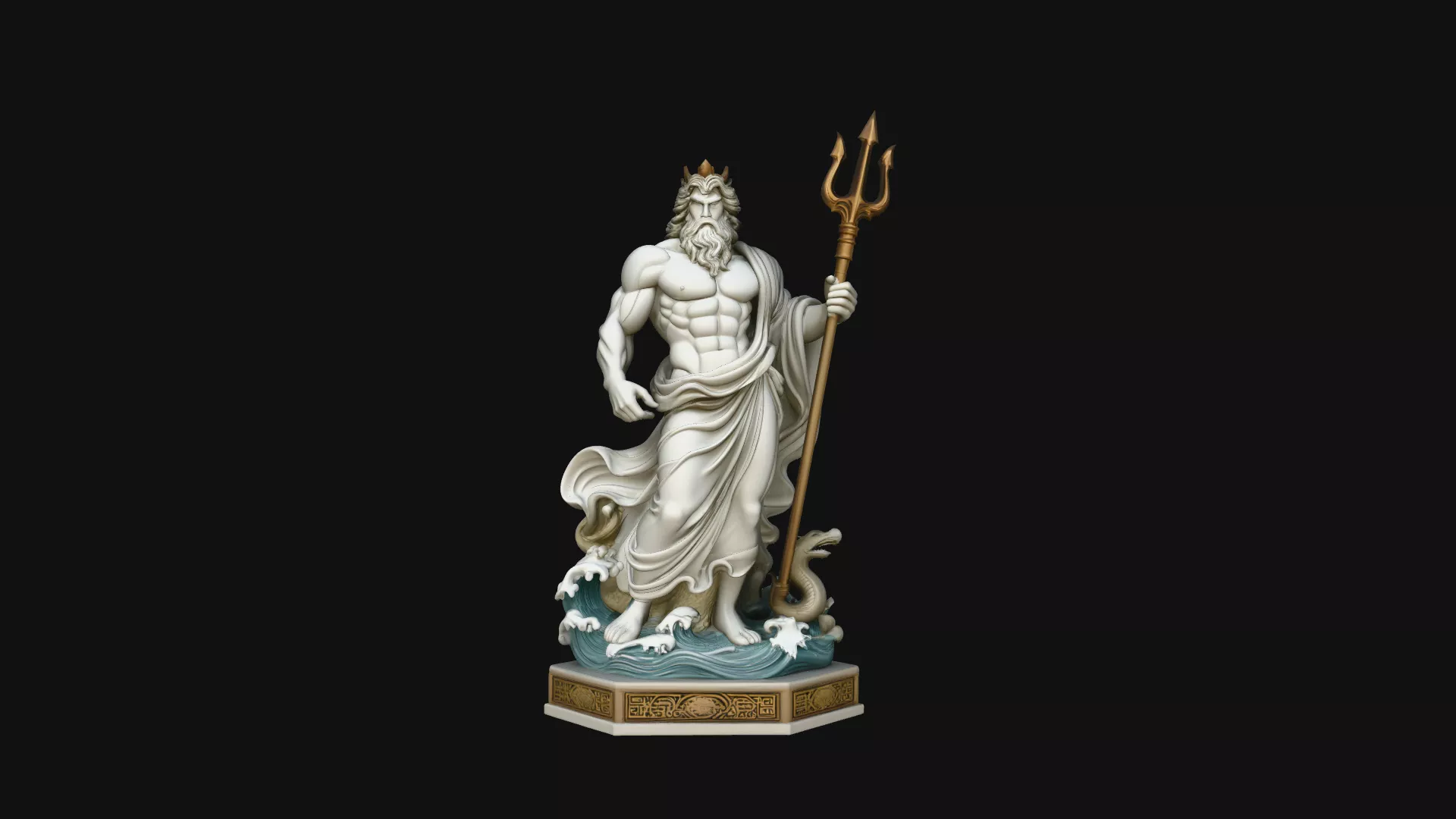 Poseidon with Trident Statue Design 11 - 3D Print Model 3D print model