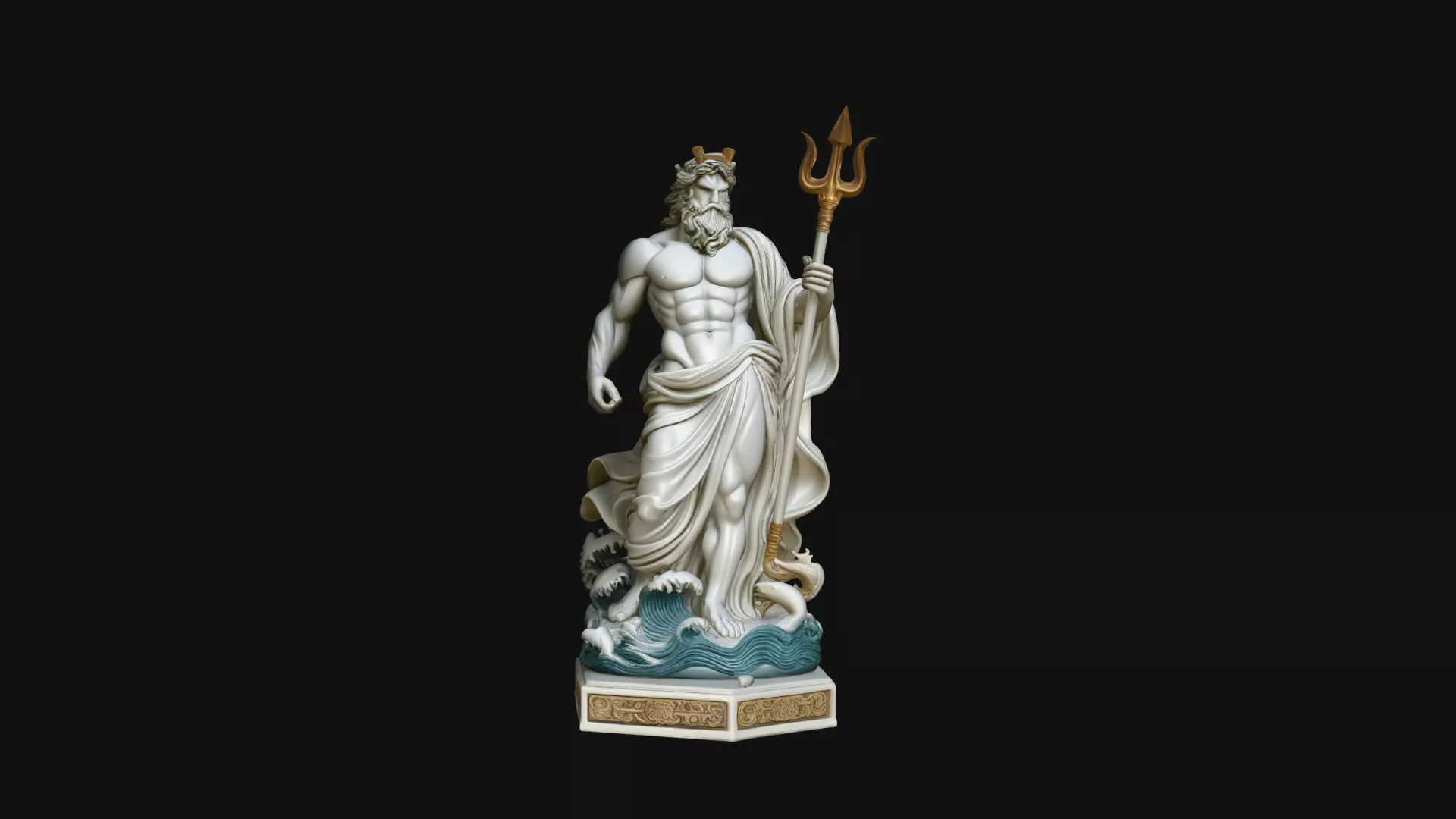 Poseidon with Trident Statue Design 12 - 3D Print Model 3D print model