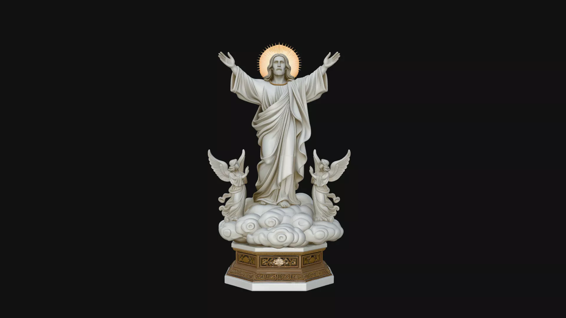 Risen Christ with Angels Statue Design 3 - 3D Print Model 3D print model