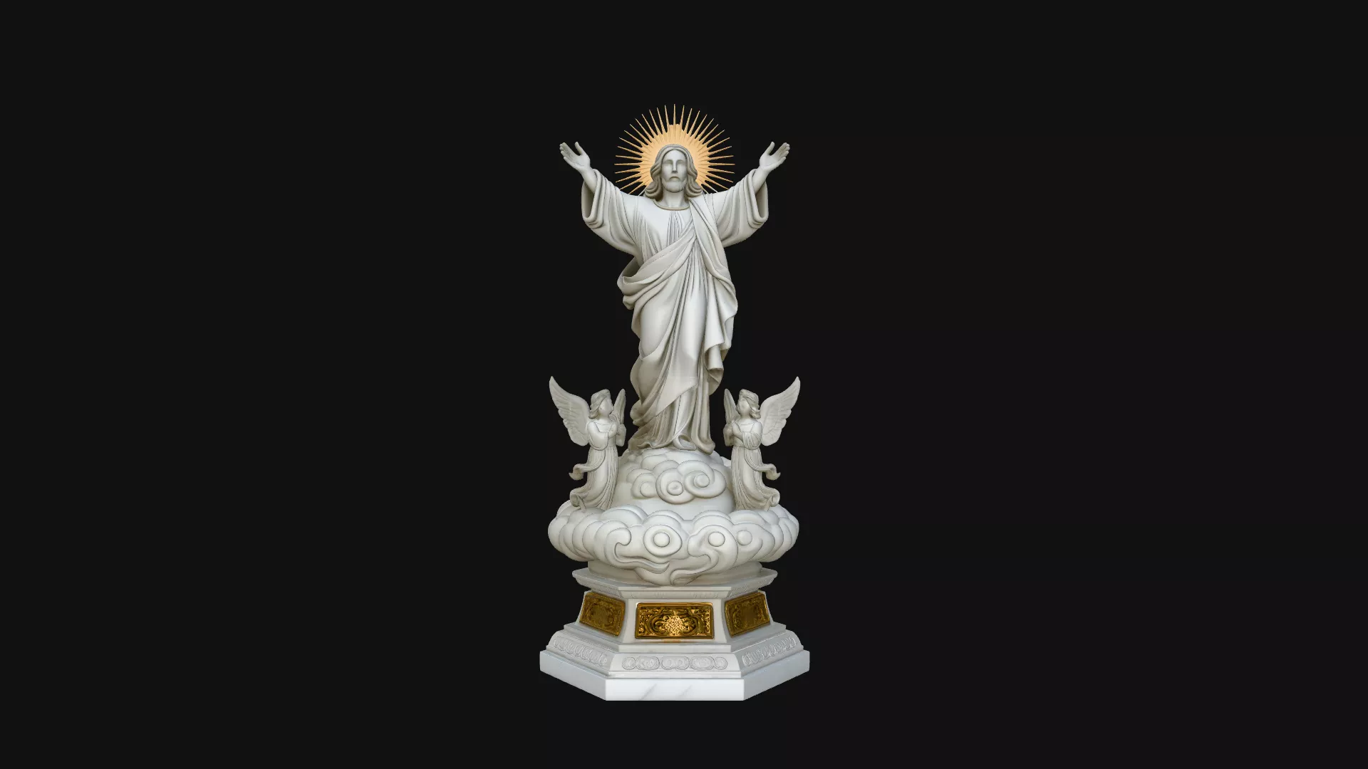Risen Christ with Angels Statue Design 4 - 3D Print Model 3D print model
