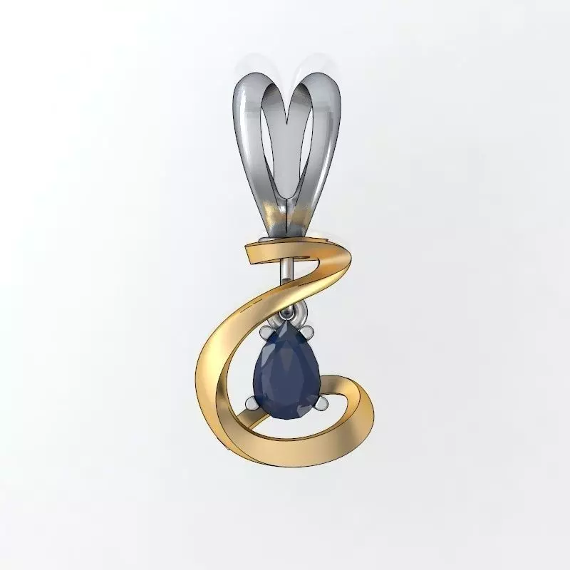 pendantN46 pendant with sapphire 3D print model_0