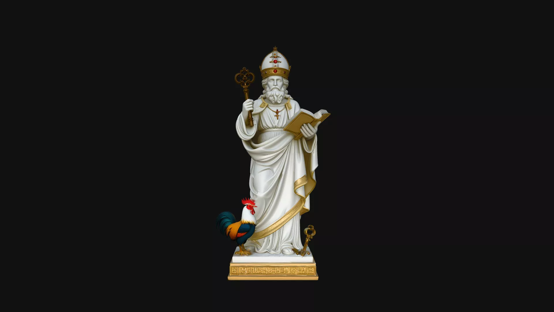 Saint Peter with Keys Statue Design 1 - 3D Print Model 3D print model