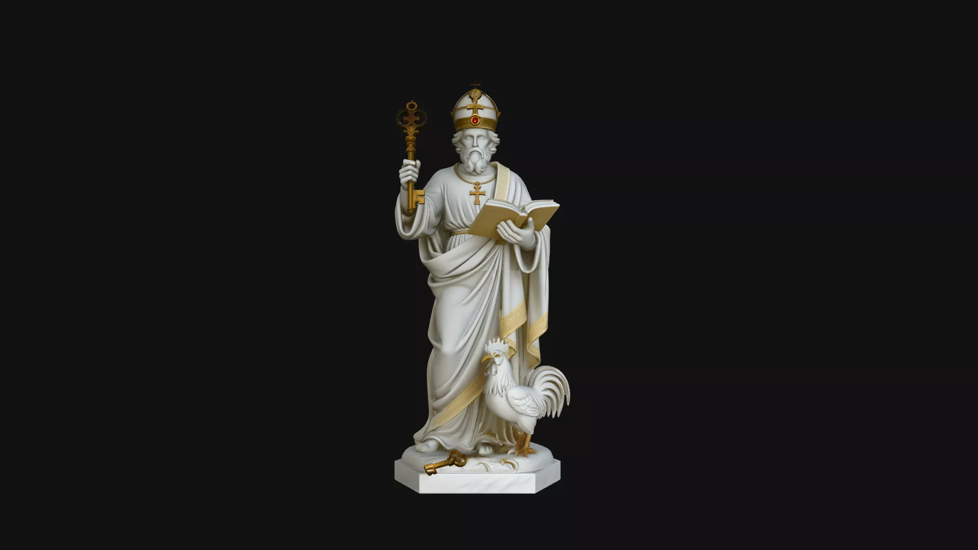 Saint Peter with Keys Statue Design 2 - 3D Print Model 3D print model