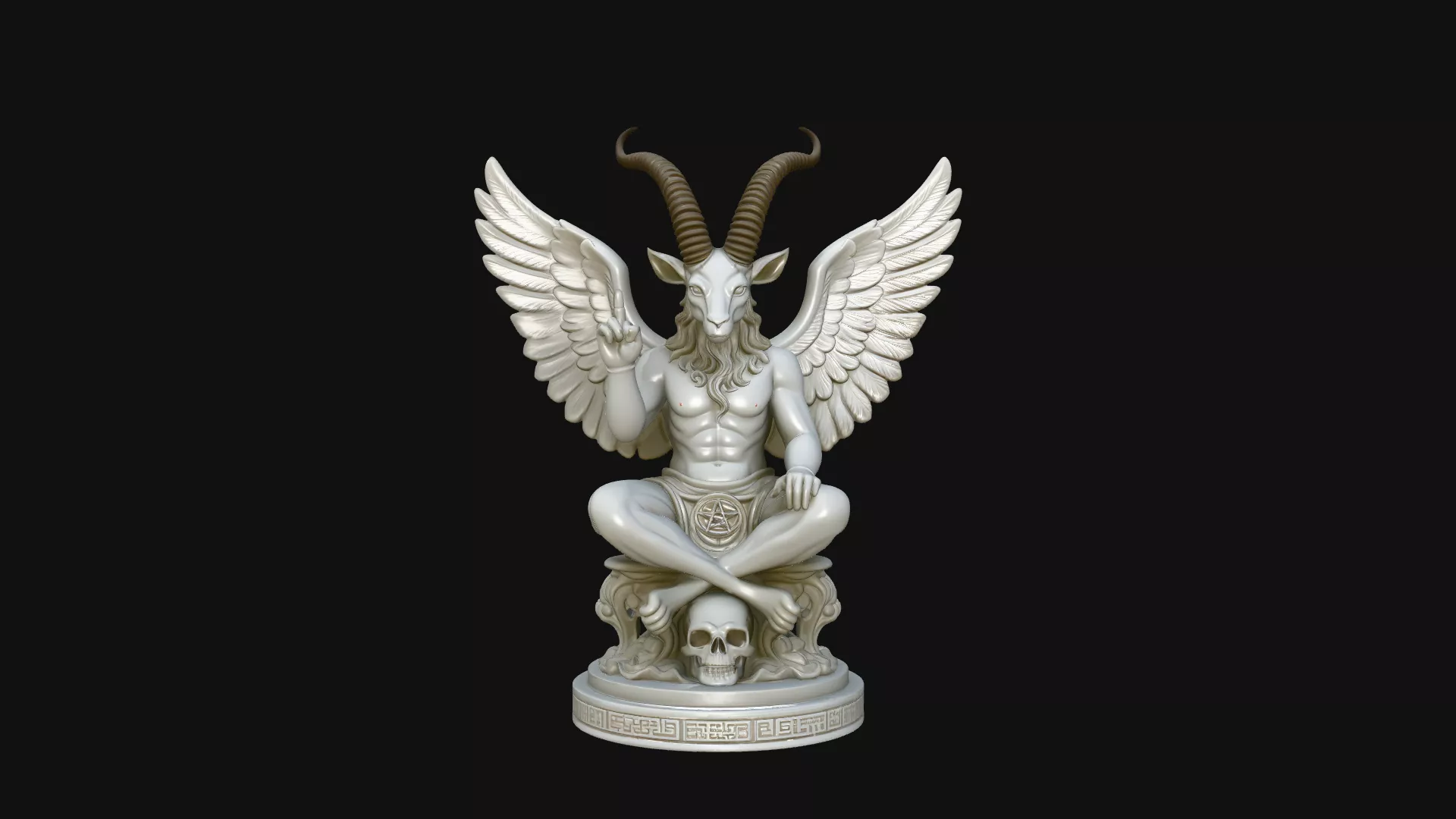 Baphomet on Skull Throne Statue Design 4 - 3D Print Model 3D print model