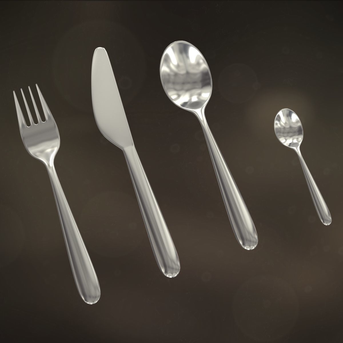 Cutlery set collection of silverware and forks 3D model_2
