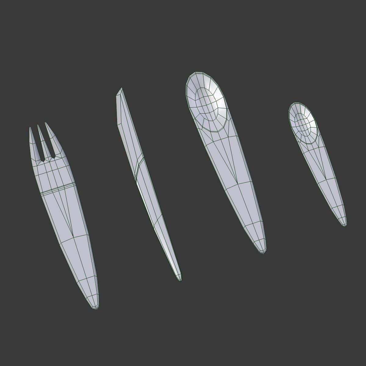 Cutlery set collection of silverware and forks 3D model_11