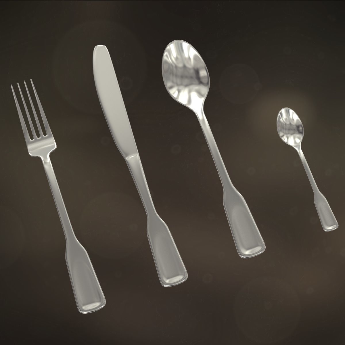 Cutlery set collection of silverware and forks 3D model_1