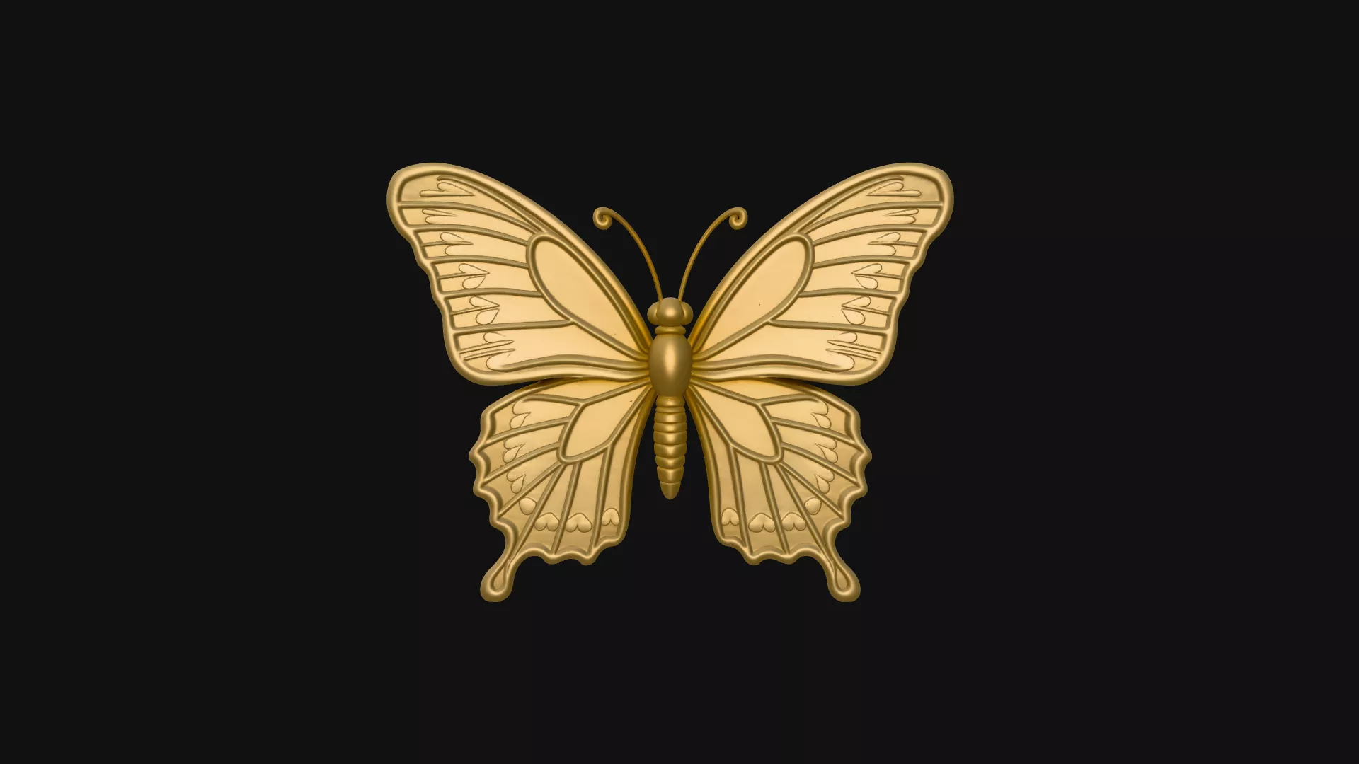 Ornate Golden Butterfly Statue Design 1 - 3D Print Model 3D print model
