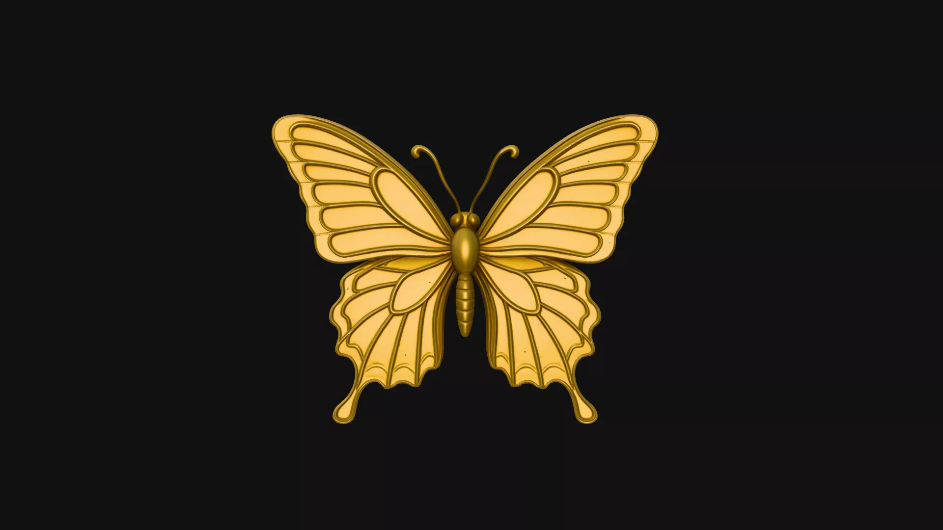 Ornate Golden Butterfly Statue Design 3 - 3D Print Model 3D print model