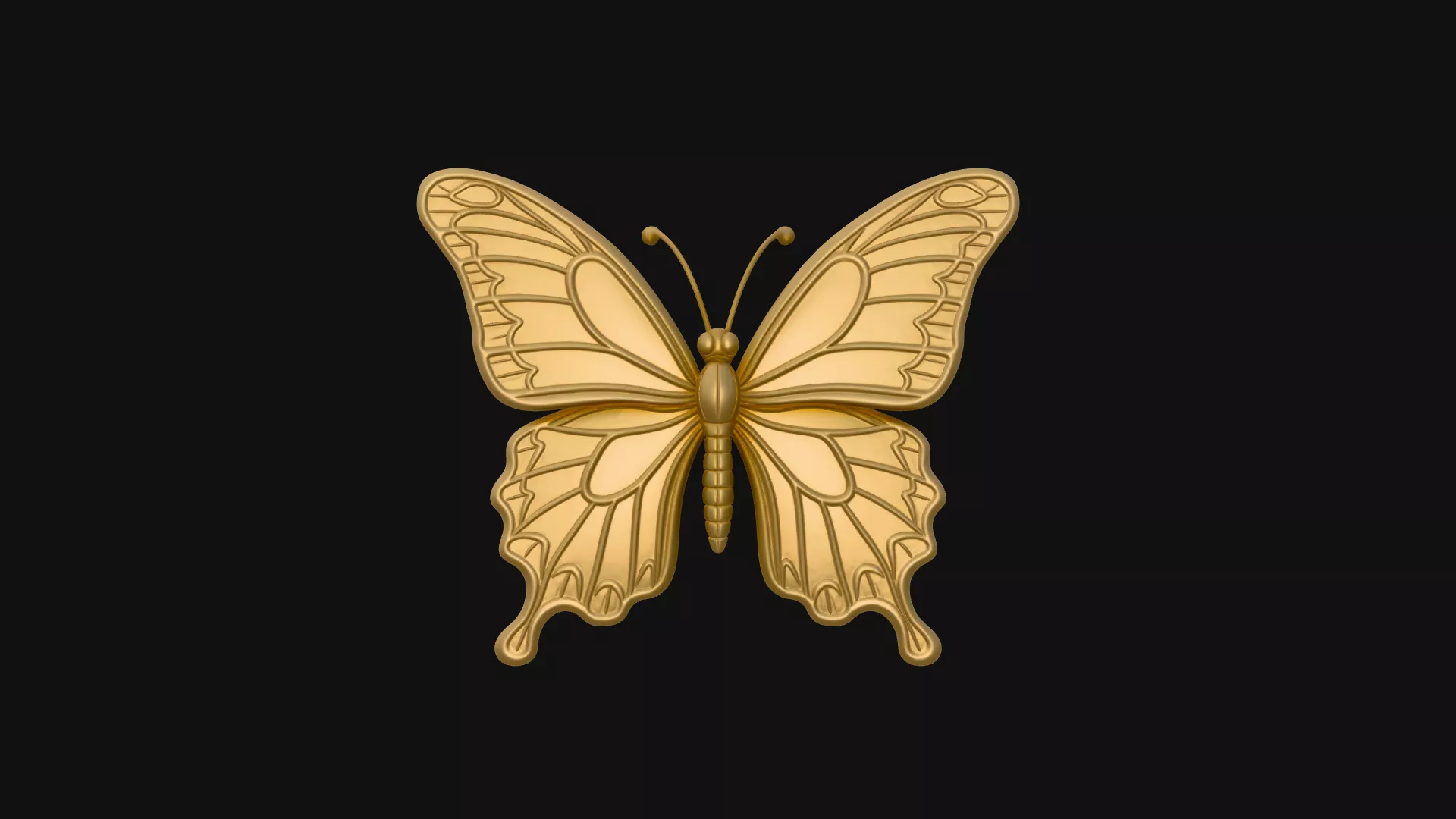 Ornate Golden Butterfly Statue Design 4 - 3D Print Model 3D print model