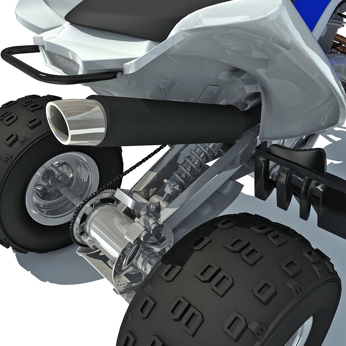 Raptor Yamaha Four-wheeled Motorcycle 3D model_11