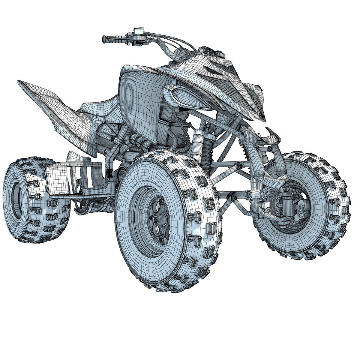 Raptor Yamaha Four-wheeled Motorcycle 3D model_15
