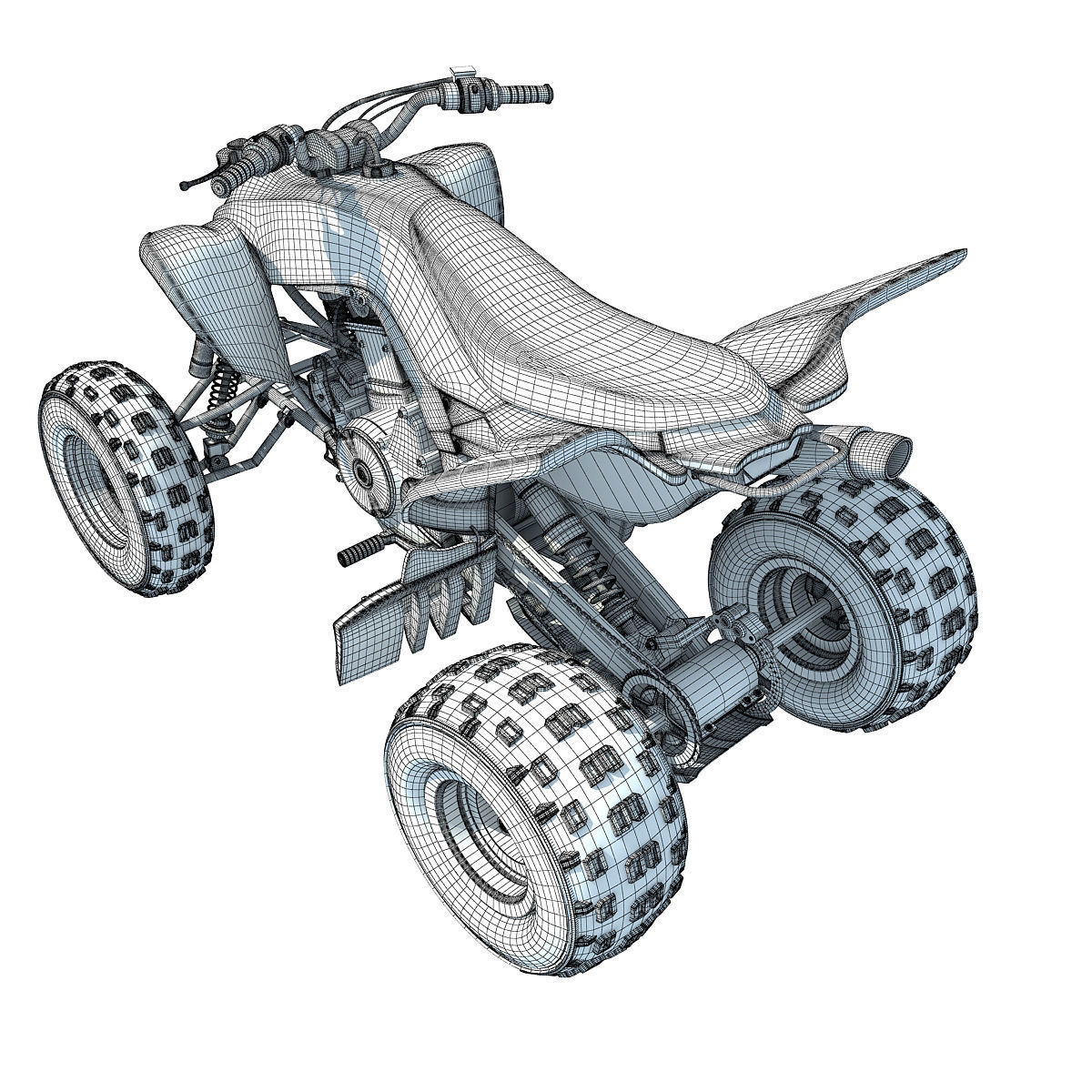 Raptor Yamaha Four-wheeled Motorcycle 3D model_13