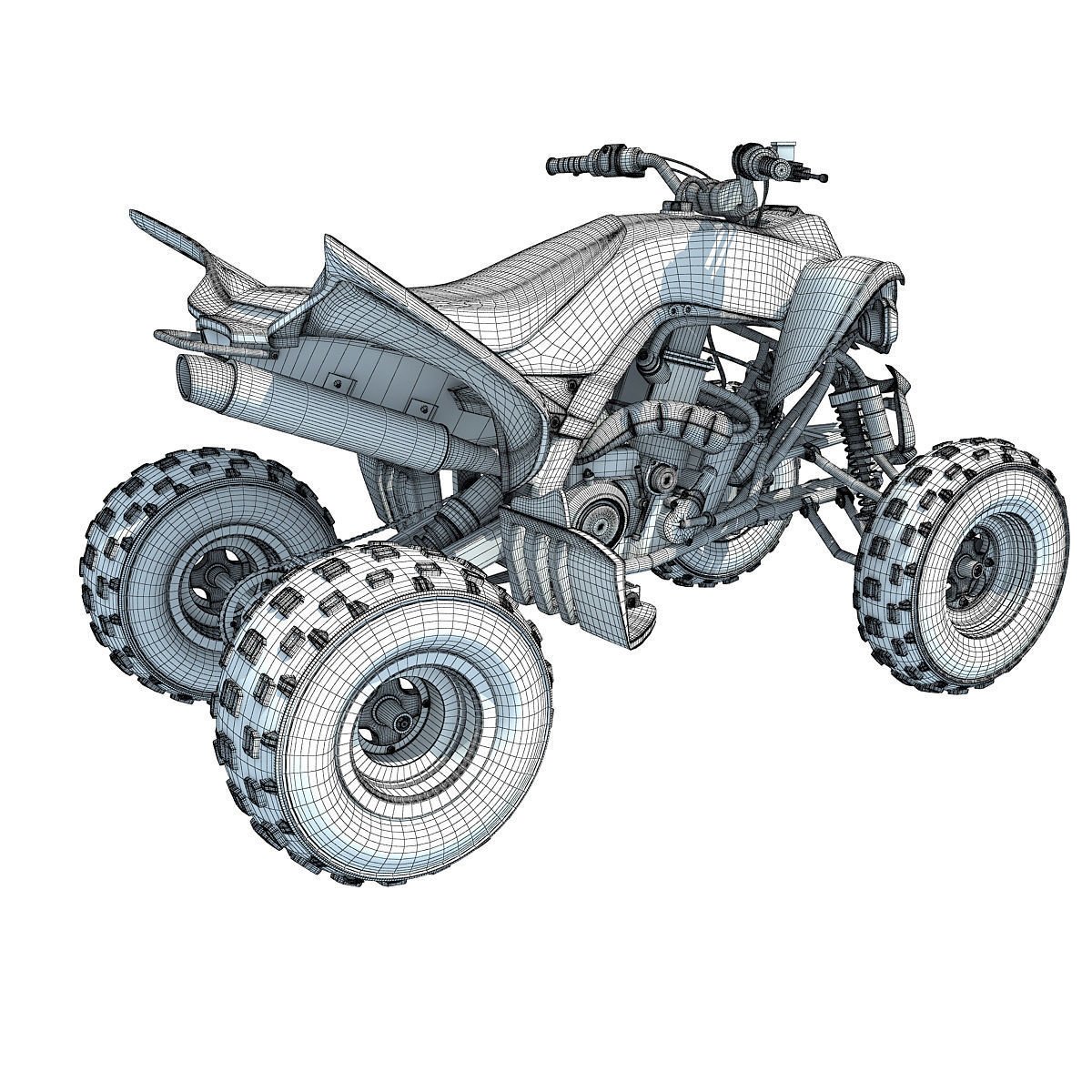 Raptor Yamaha Four-wheeled Motorcycle 3D model_14