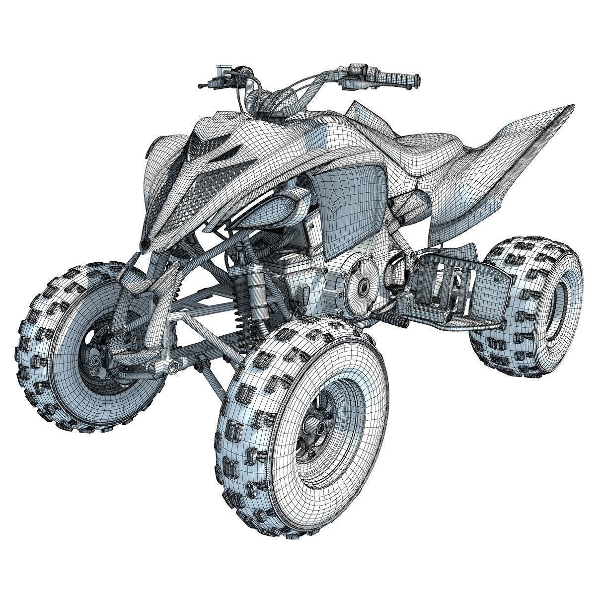 Raptor Yamaha Four-wheeled Motorcycle 3D model_12