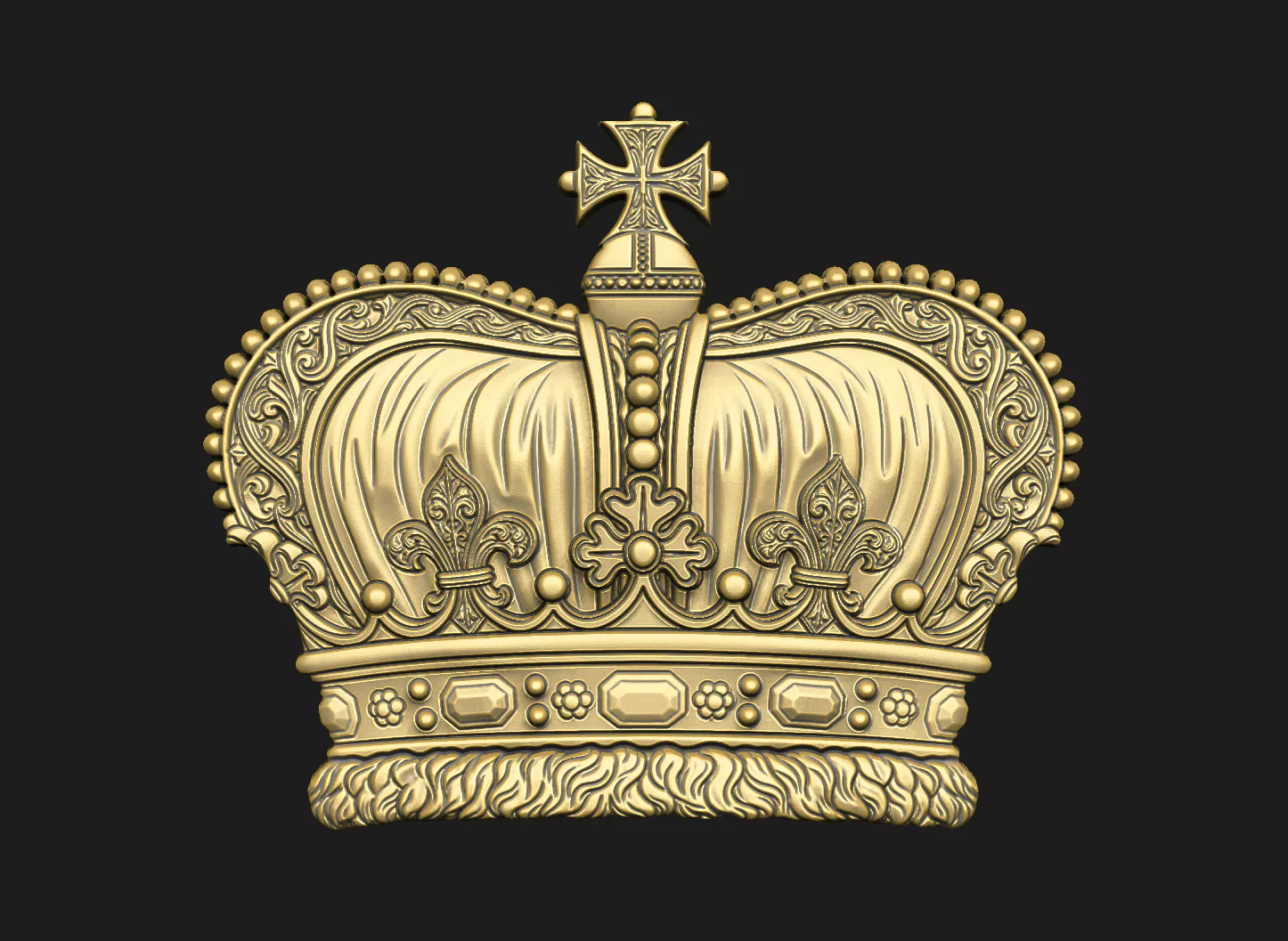 carved-crown-insignia baroque-regal-accent detailed-filigree 3D print model