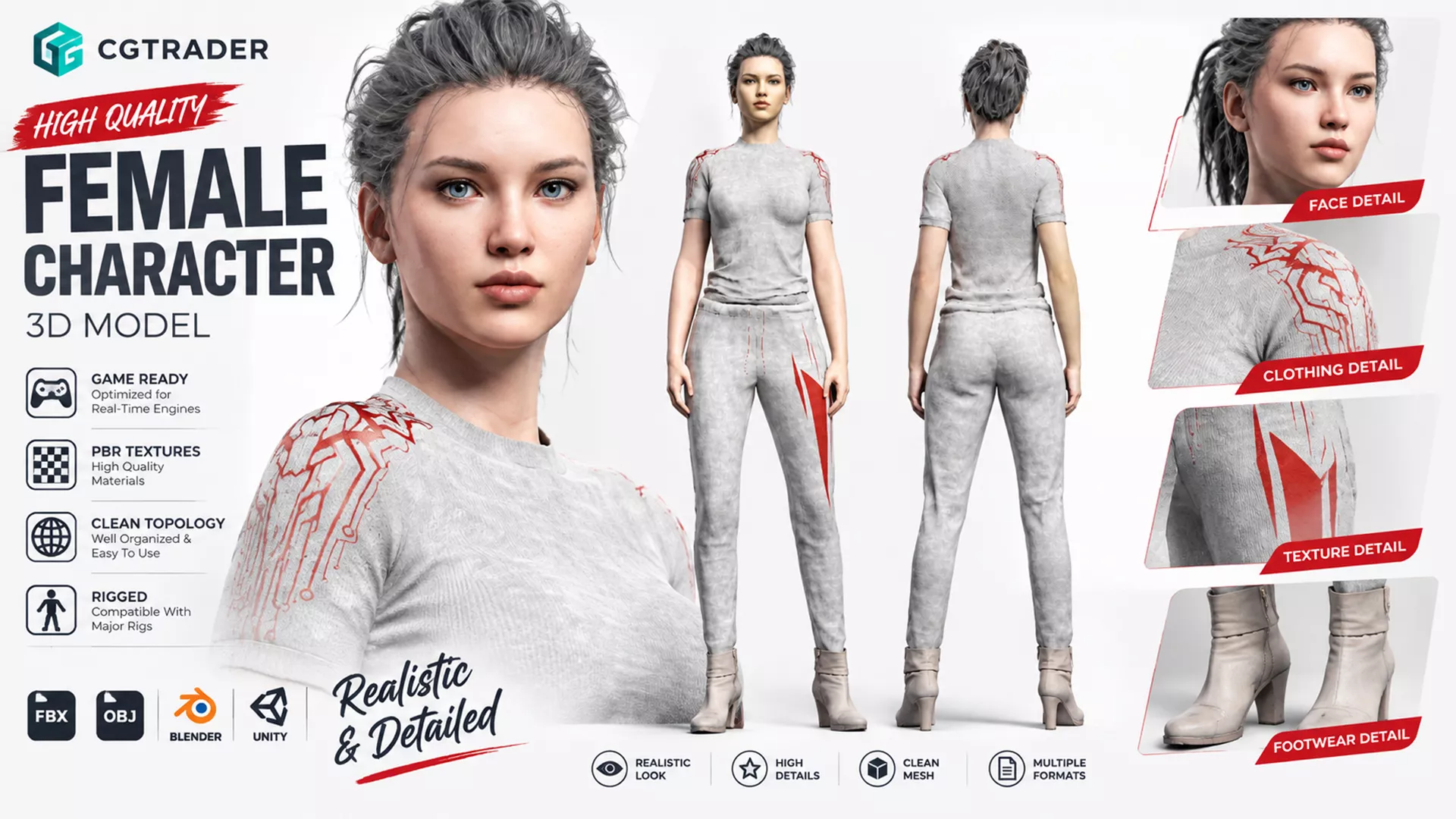 Realistic Beautiful Woman 3D Character 3D model