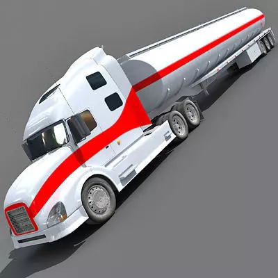 Red Striped Truck 4 3D model