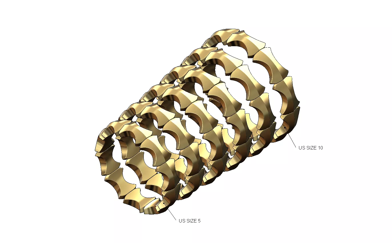4mm faceted cushion pattern link band US sizes 5to10 3D print model