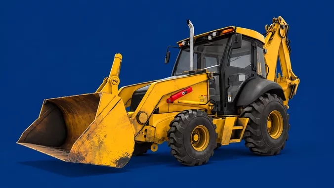 Backhoe Loader rigged animated 