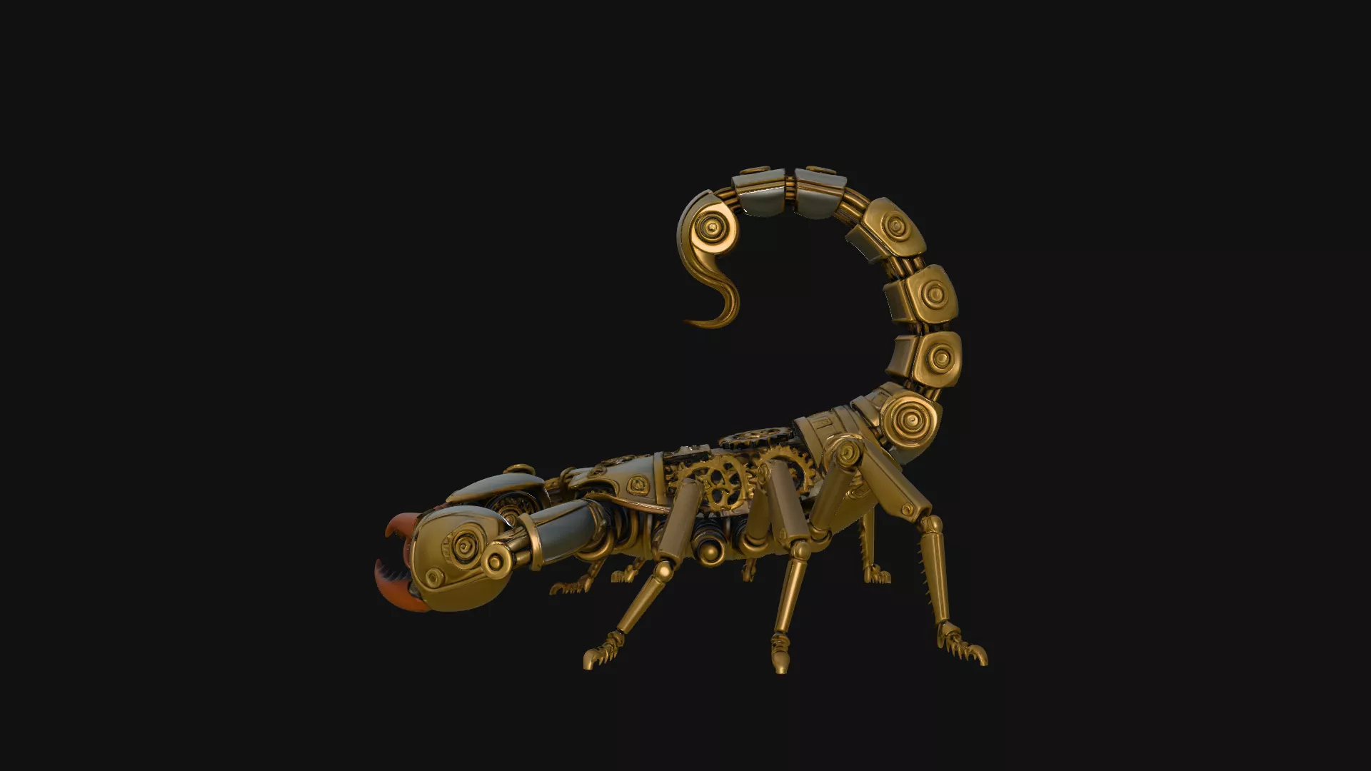 Brass Clockwork Scorpion Statue Design 1 - 3D Print Model 3D print model