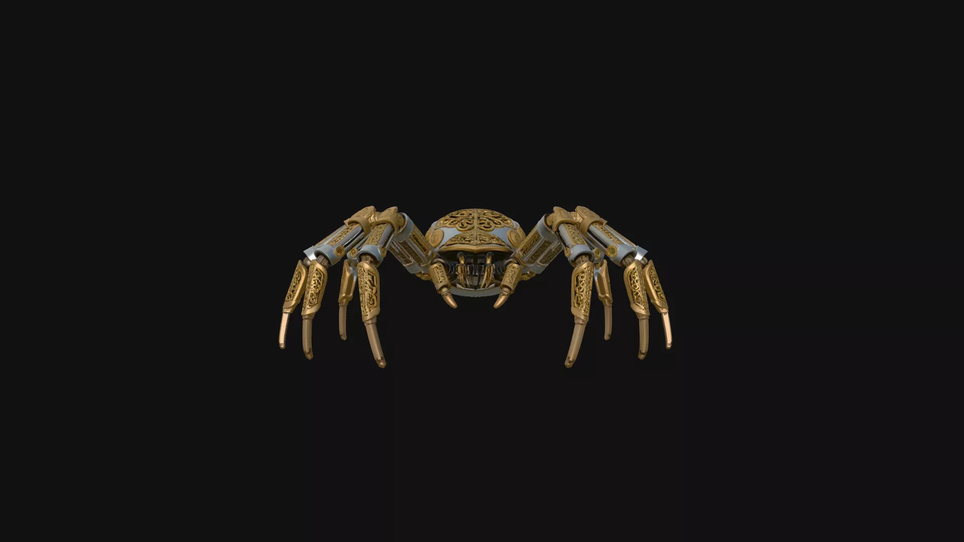 Ornate Clockwork Spider Statue Design 2 - 3D Print Model 3D print model