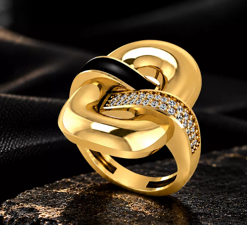 modern and luxurious pave ring 3D print model