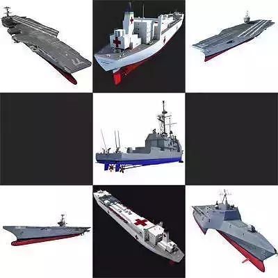 Set of 7 US Navy Ships